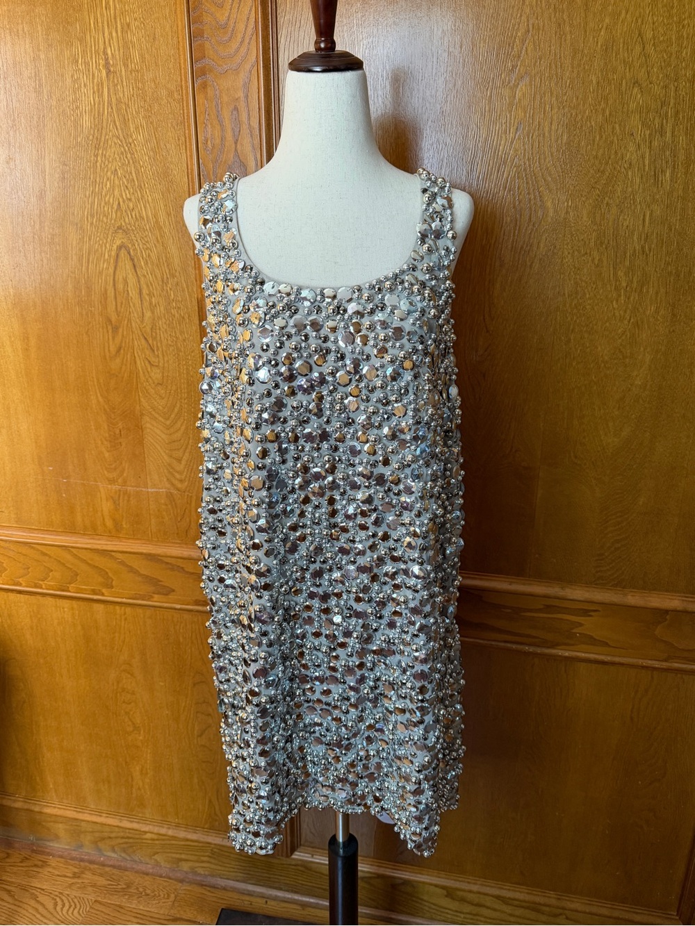 ARRANGE Silver Scoop Neck Mini Dress Size 12